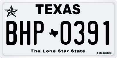 TX license plate BHP0391