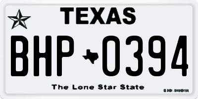 TX license plate BHP0394