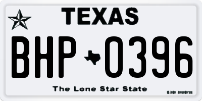 TX license plate BHP0396