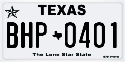 TX license plate BHP0401