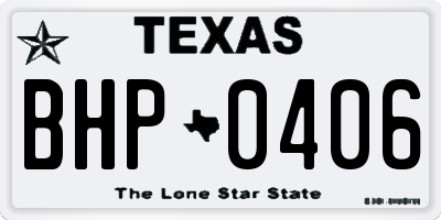 TX license plate BHP0406