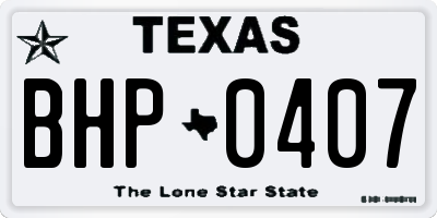 TX license plate BHP0407