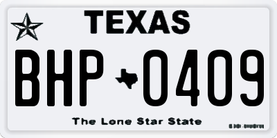 TX license plate BHP0409