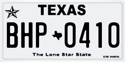TX license plate BHP0410