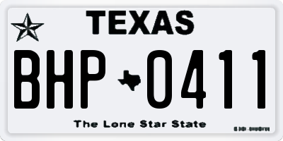 TX license plate BHP0411