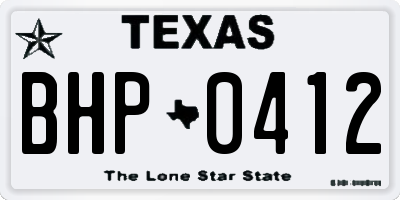 TX license plate BHP0412