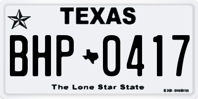TX license plate BHP0417