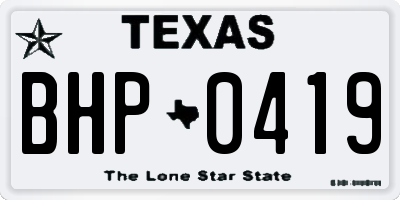 TX license plate BHP0419