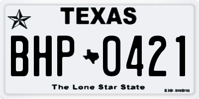 TX license plate BHP0421