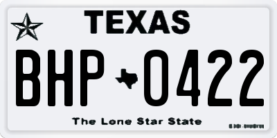 TX license plate BHP0422