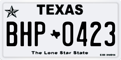 TX license plate BHP0423