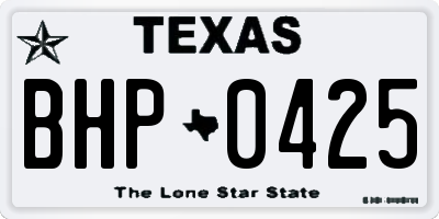 TX license plate BHP0425