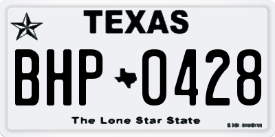 TX license plate BHP0428