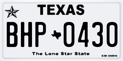 TX license plate BHP0430