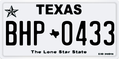 TX license plate BHP0433