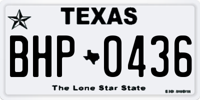 TX license plate BHP0436