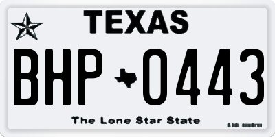 TX license plate BHP0443