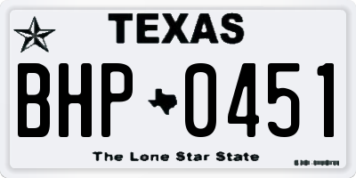 TX license plate BHP0451