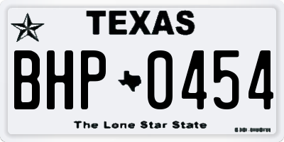 TX license plate BHP0454