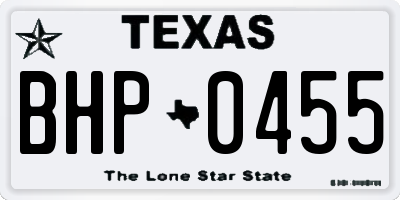TX license plate BHP0455