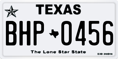 TX license plate BHP0456