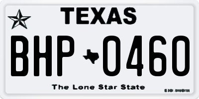 TX license plate BHP0460