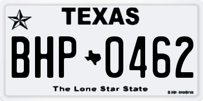 TX license plate BHP0462