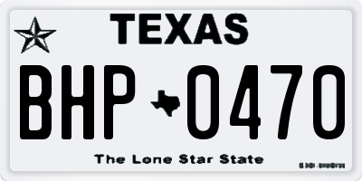TX license plate BHP0470