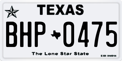 TX license plate BHP0475