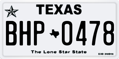 TX license plate BHP0478