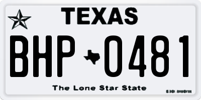 TX license plate BHP0481