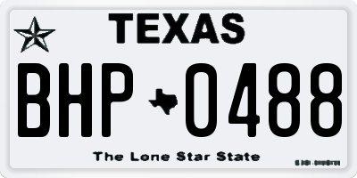 TX license plate BHP0488