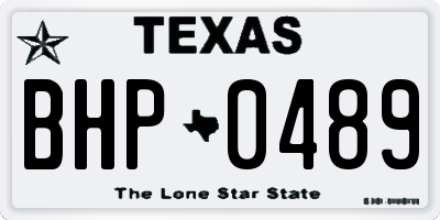 TX license plate BHP0489