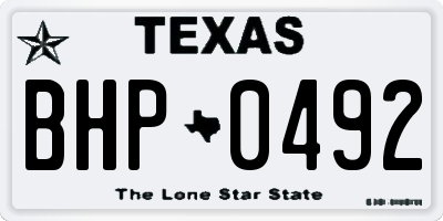 TX license plate BHP0492
