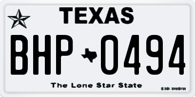 TX license plate BHP0494