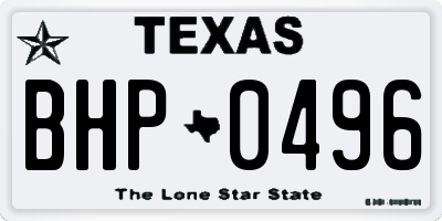 TX license plate BHP0496