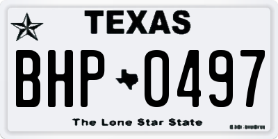 TX license plate BHP0497