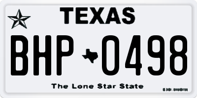 TX license plate BHP0498