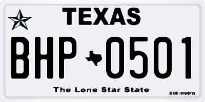 TX license plate BHP0501