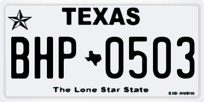 TX license plate BHP0503