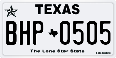 TX license plate BHP0505