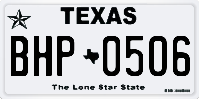 TX license plate BHP0506