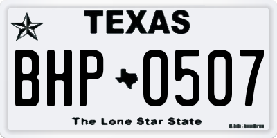 TX license plate BHP0507
