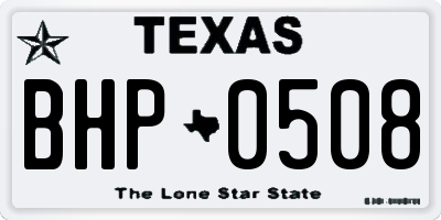 TX license plate BHP0508