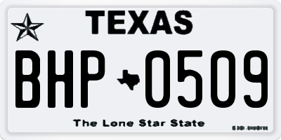 TX license plate BHP0509
