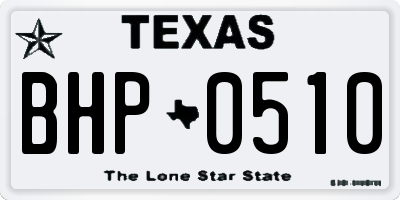 TX license plate BHP0510