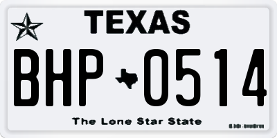 TX license plate BHP0514