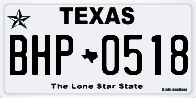 TX license plate BHP0518