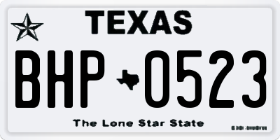 TX license plate BHP0523