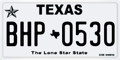 TX license plate BHP0530
